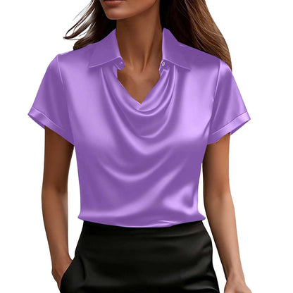 Blusa in Raso Collo a Barchetta Elegante