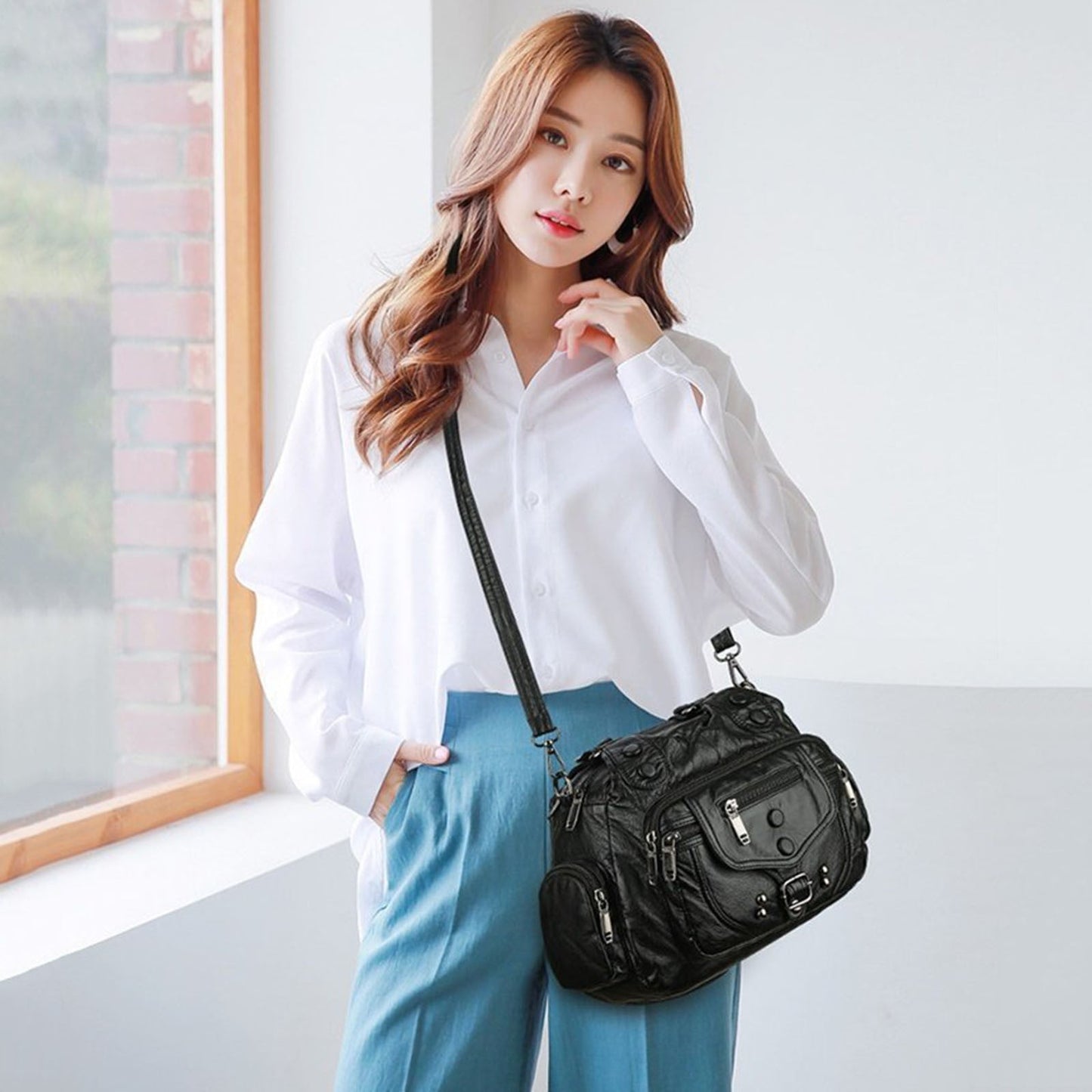 Borsa Hobo in Ecopelle con Tracolla Removibile