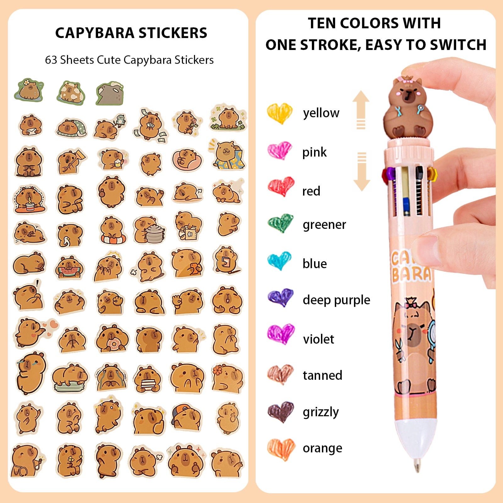 Set Cancelleria Capybara Completo con Astuccio